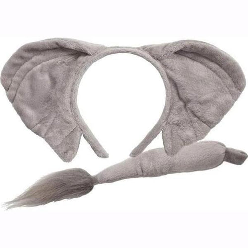 Soft grey headband and plush grey tail