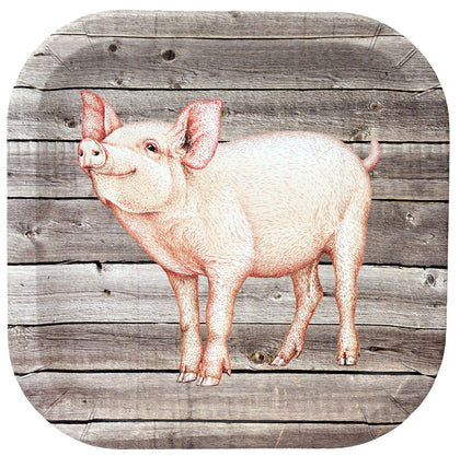 9in Piggy Plates 8ct | Farm