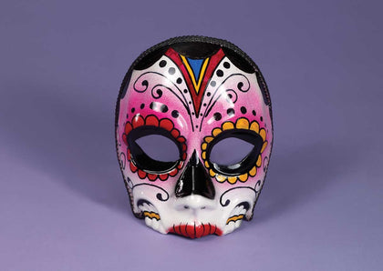 Multi colored female skull mask