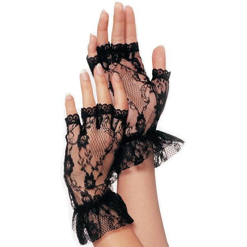 Fingerless Lace Ruffle Gloves