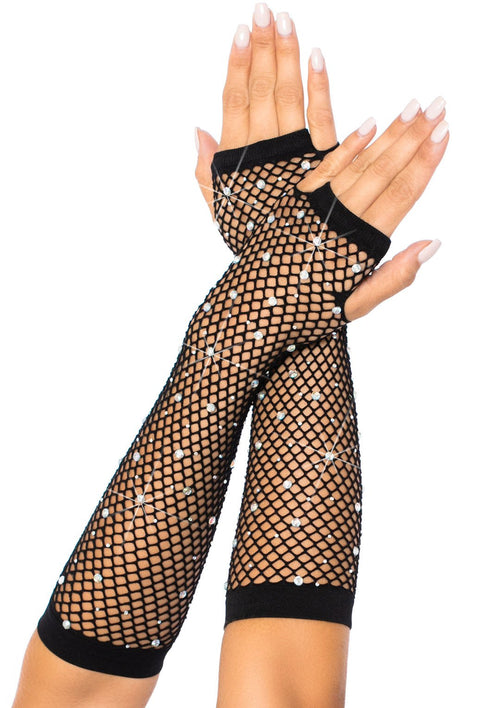 Fishnet black arm warmers