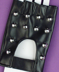 Black studded fingerless gloves