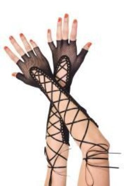 Black fishnet with lace up detail
