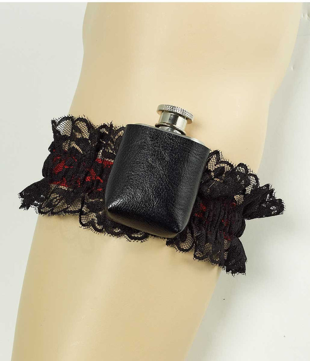 Red with black lace and black pocket