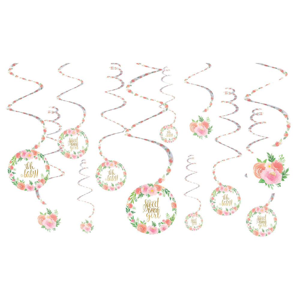 Floral Baby Value Pack Spiral Decorations