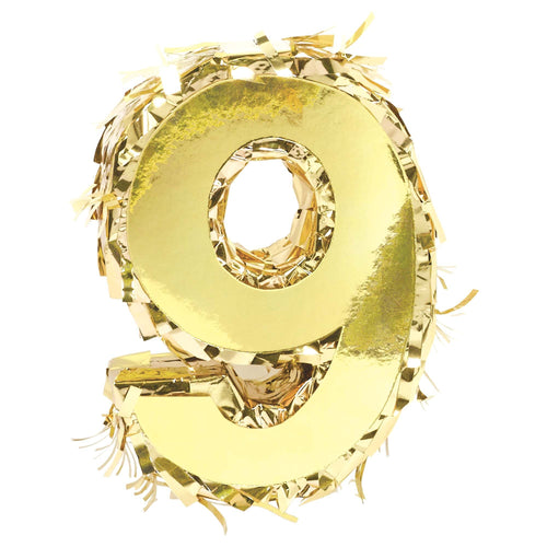 Foil Number Mini Pinata "9" - Gold