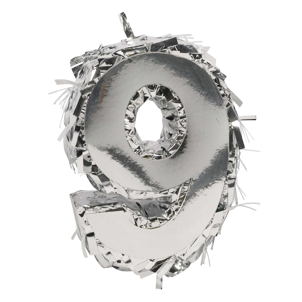Foil Number Mini Pinata "9" - Silver