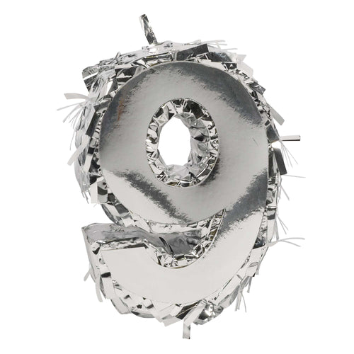 Foil Number Mini Pinata "9" - Silver