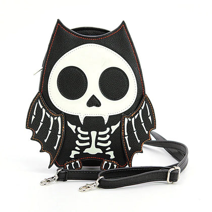Glow In The Dark Sugar Skull Bat Crossbody Bag | Halloween