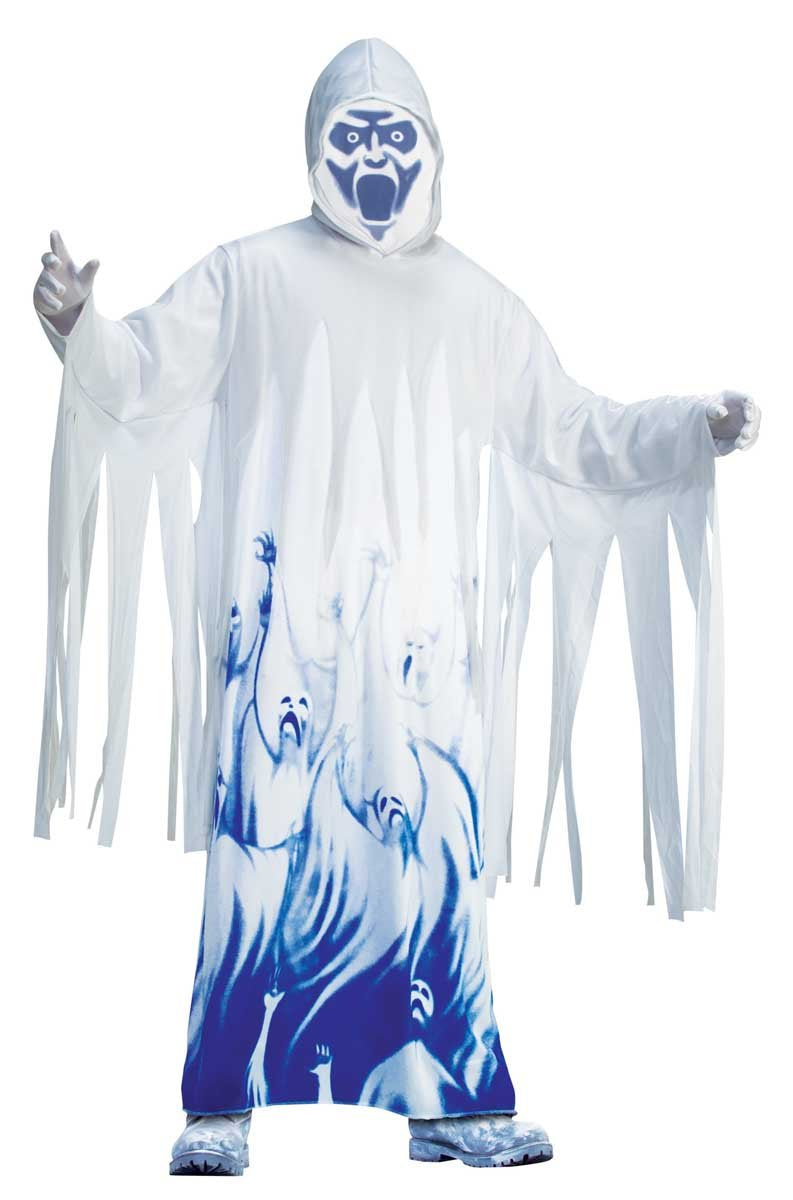 Long fringe robe with blue ghost face