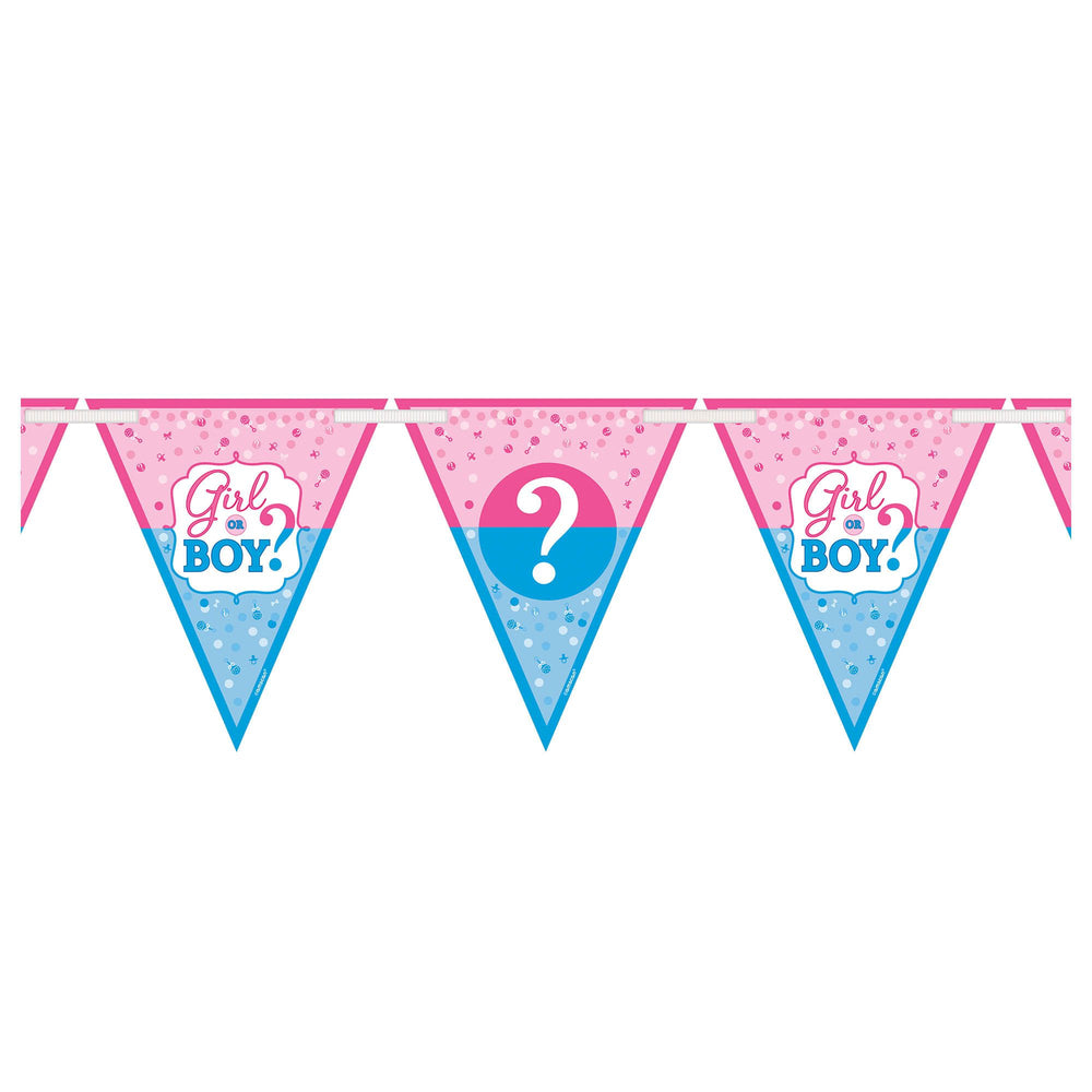 Girl or Boy Paper Pennant Banner 15ft | Baby Shower