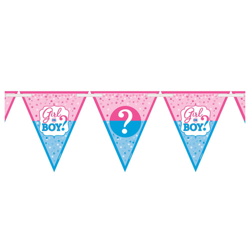 Girl or Boy Paper Pennant Banner 15ft | Baby Shower