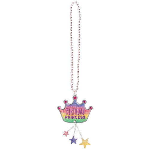 Glitter Birthday Princess Bead Necklace