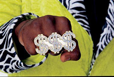 Gold Bling Dollar Sign Ring