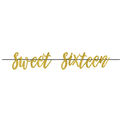 Glitter Gold Sweet 16 Birthday Banner