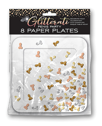 Glitter Penis Party Plates 8ct | Bachelorette