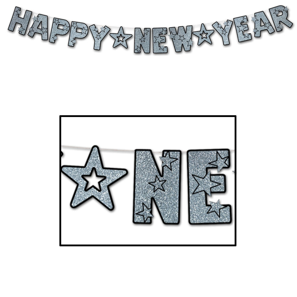 Glittered Happy New Year Banner