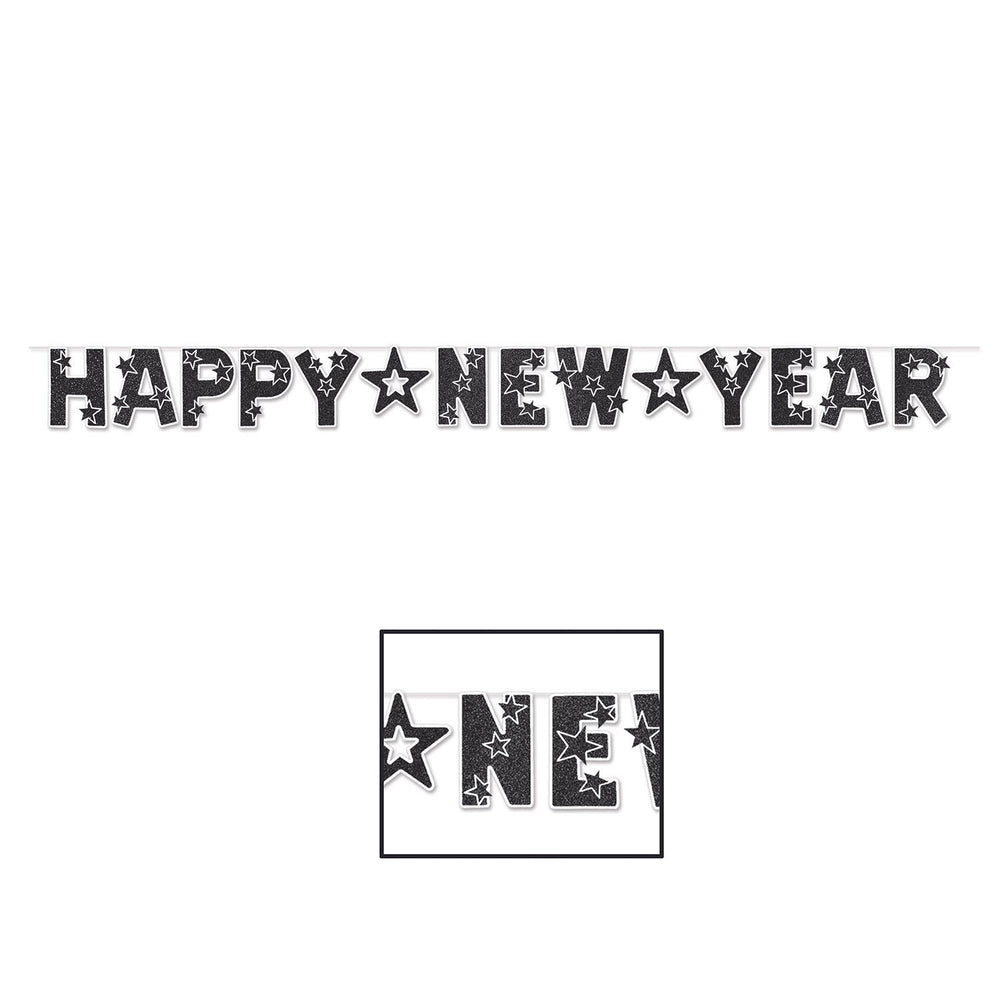 Glittered Happy New Year Streamer