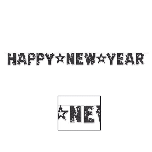 Glittered Happy New Year Streamer