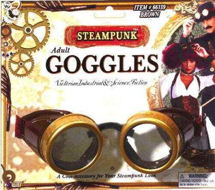 Gold and brown goggles with slightly tinted lenses