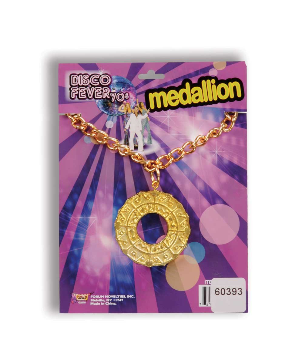Gold round pendant with chain