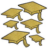 Gold Glitter Foil Grad Cap Cutouts 