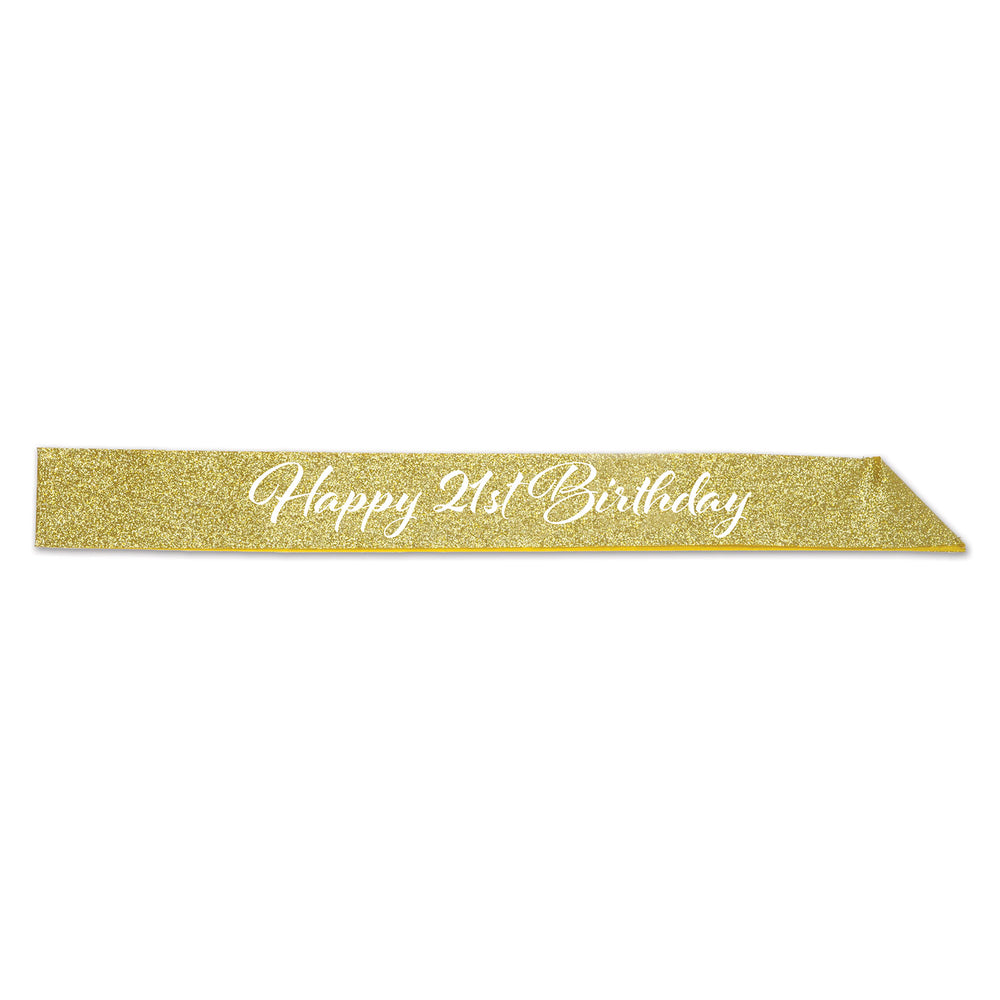 Gold Glitter 21st Birthday Sash