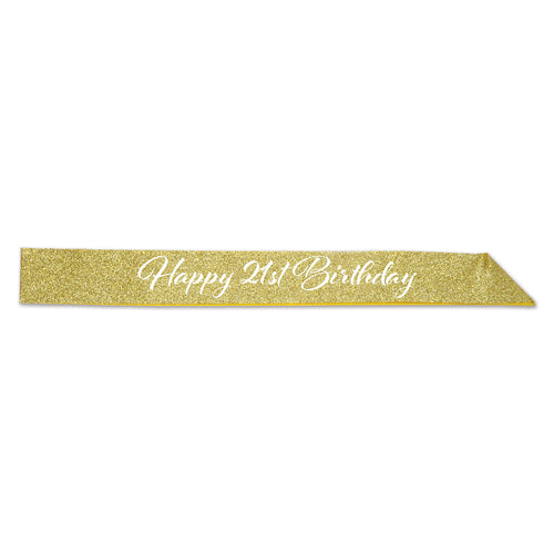 Gold Glitter 21st Birthday Sash