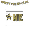 Gold Glittered Happy New Year Banner