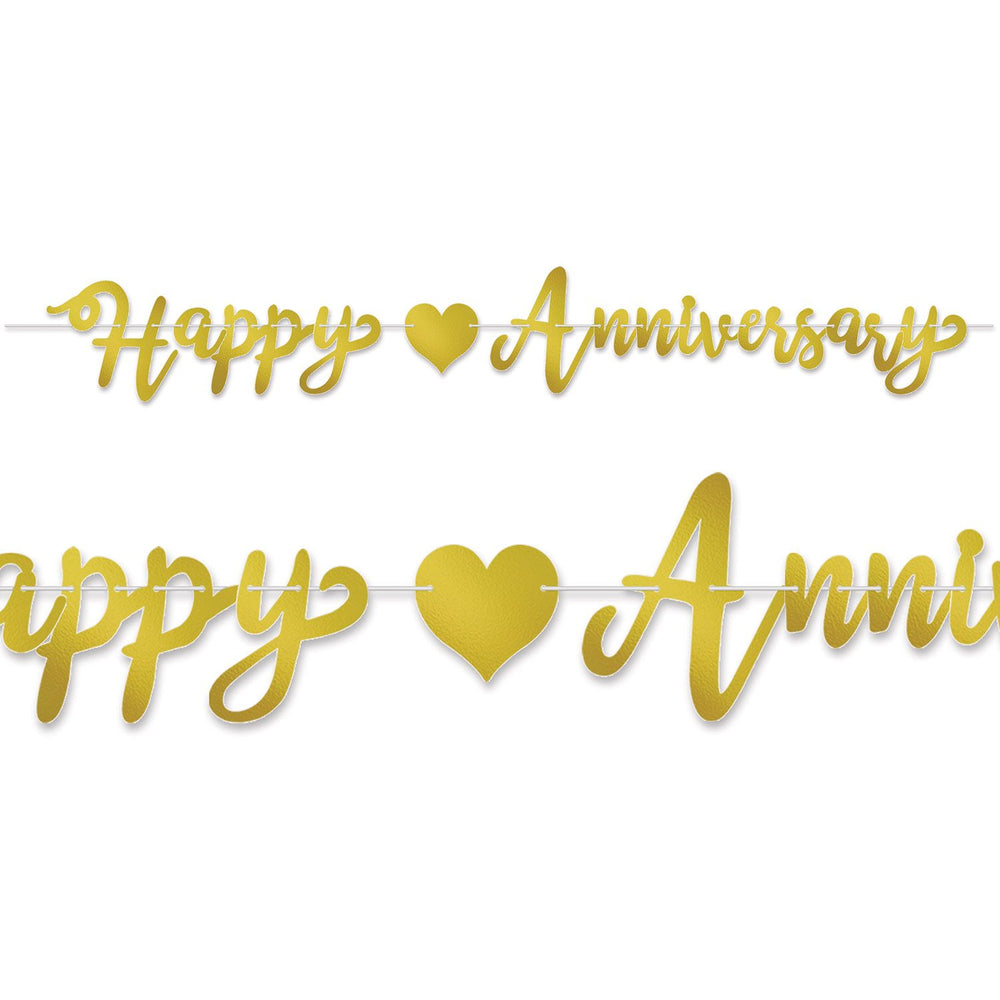 Gold Happy Anniversary Foil Streamer