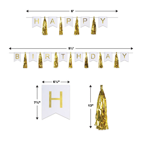 Gold Happy Birthday Tassel Streamer