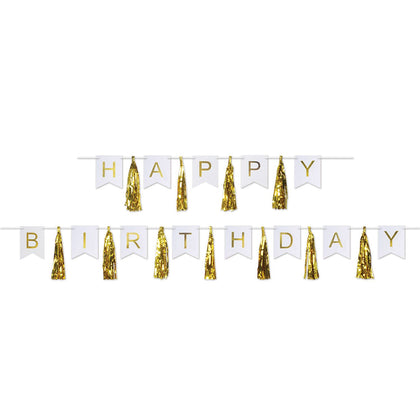Gold Happy Birthday Tassel Streamer