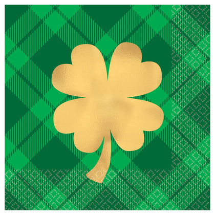 Gold Shamrock Beverage Napkins 16ct | St. Patrick's Day