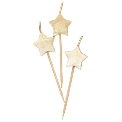Gold Star Pick Birthday Candles 6ct