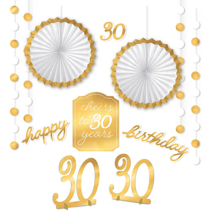 Golden Age 30th Birthday Room Decoration Kit  | Milestone Birthday