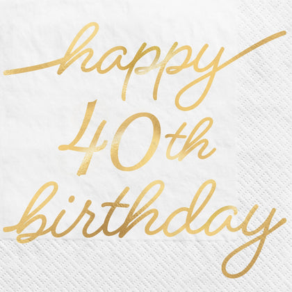 Golden Age Birthday 40th Beverage Napkin 16ct