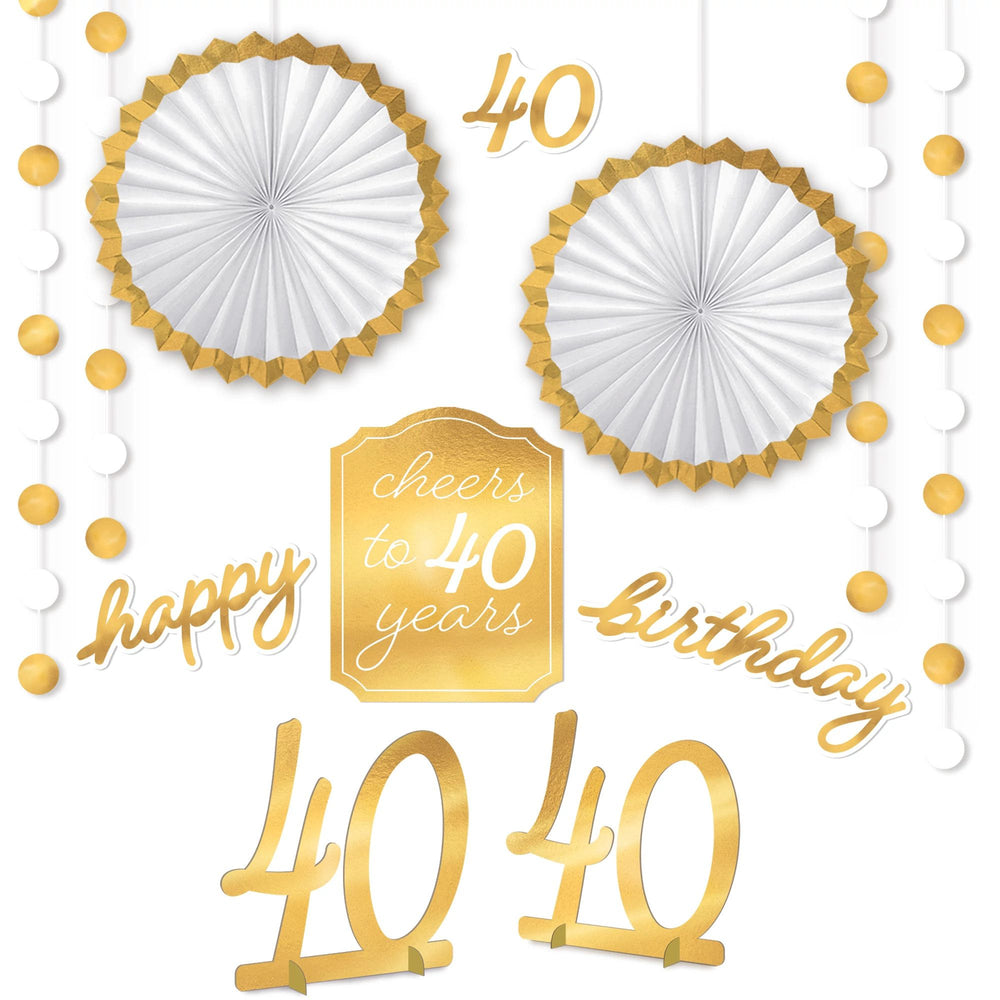 Golden Age Birthday 40th Room Decorations Kit 12 Pc.