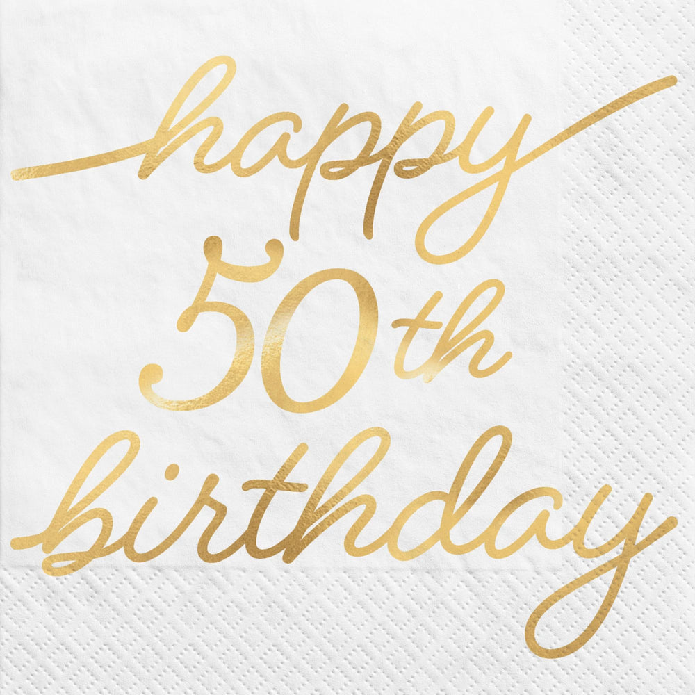 Golden Age Birthday 50th Beverage Napkins 16ct