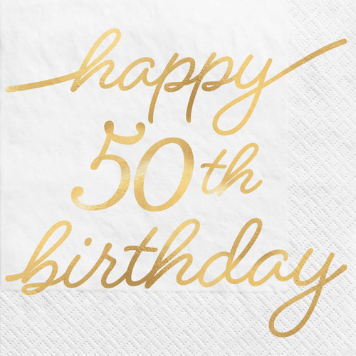 Golden Age Birthday 50th Beverage Napkins 16ct