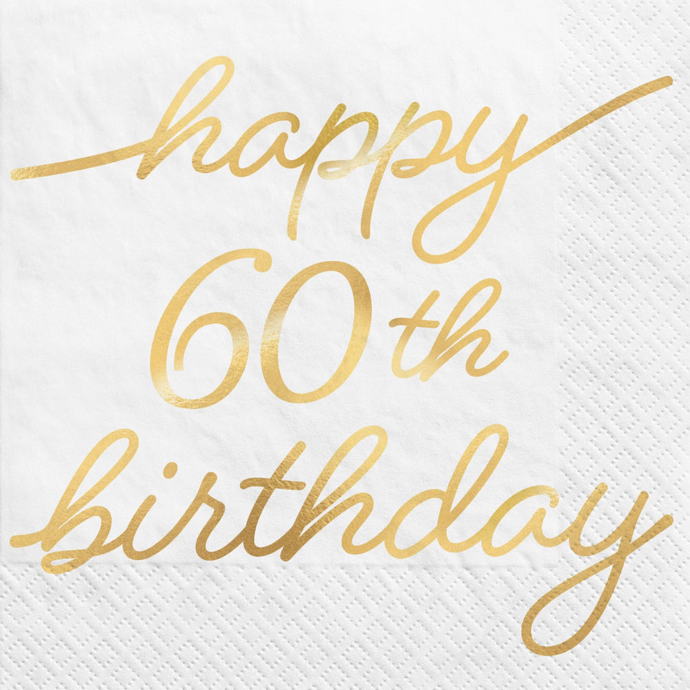 Golden age Birthday 60th Beverage Napkin 16ct
