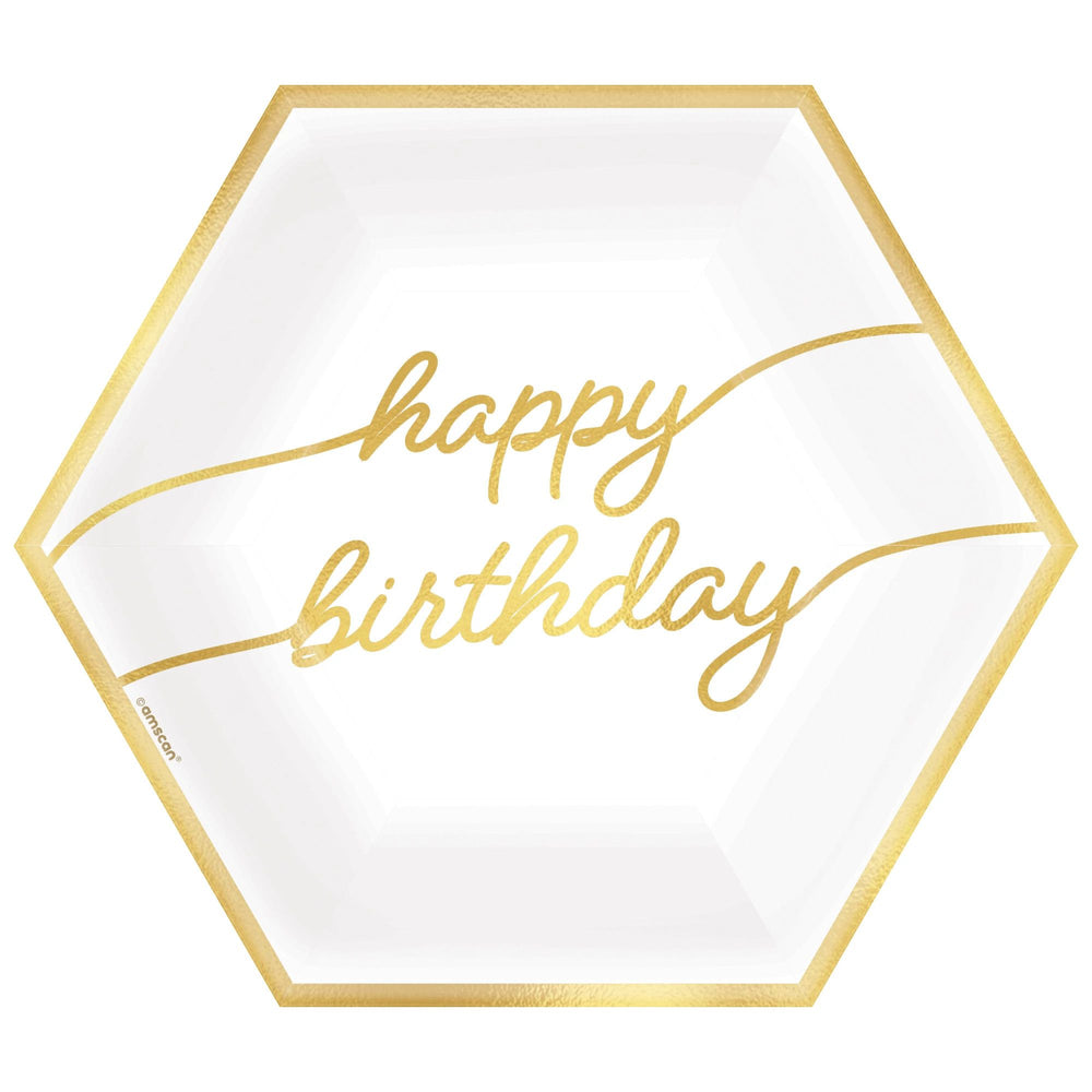 Golden Age Birthday Happy Birthday 9" Hexagon Plates