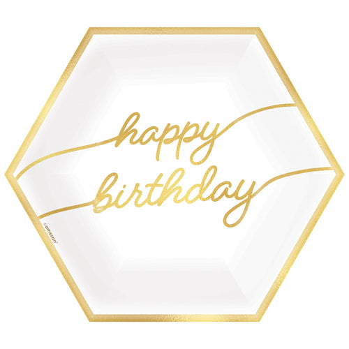 Golden Age Birthday Happy Birthday 9" Hexagon Plates