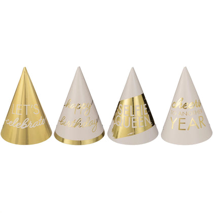 Golden Age Birthday Mini Foil Cone Hats 12 Ct.