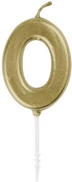 Gold Numeral 0 Birthday Candles  | Candles
