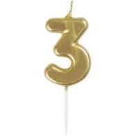 Gold Numeral 3 Birthday Candles  | Candles