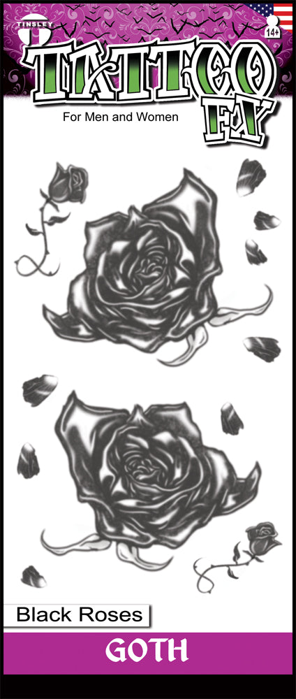 Goth Black Roses Temporary Tattoo