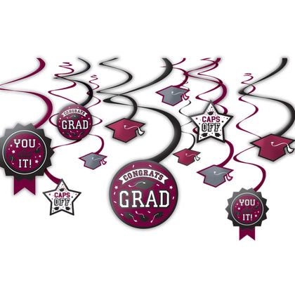 Grad Swirl Decoration - Maroon | Graduation