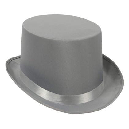 Gray Satin Sleek Top Hat