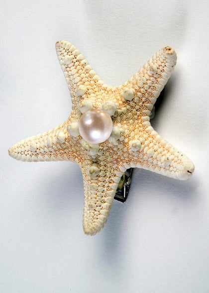 Starfish Hair Clip with Faux Pearl