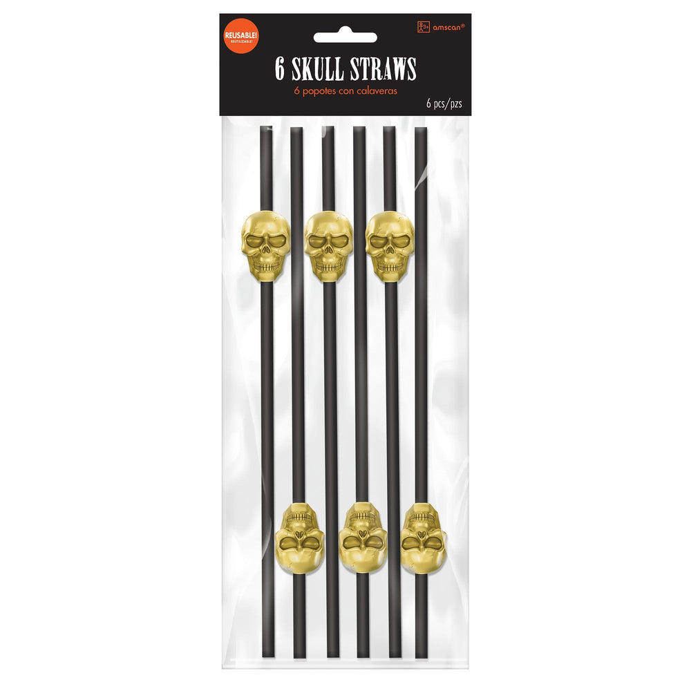 11" Straws with Skulls